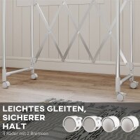 Wäscheständer, Faltbarer Standtrockner mit 3 verstellbaren Stangen, Edelstahl Turmwäscheständer auf Rollen, Wäscheturm Wäschetrockner für Innen und Außen