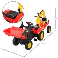 Trettraktor mit Anhänger, Frontlader, verstellbarer...