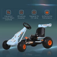 Gokart Tretauto mit Handbremse, verstellbarem Sitz, Pedal, Vor- und Rückwärtsgang, Kettcar Tretfahrzeug Kinderfahrzeug Kinderspielzeug Pedal-Gokart für Kinder ab 3 Jahren Hellblau