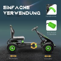 Kinder-Gokart, mit Pedalen, verstellbarem Sitz, In- und Outdoor, ab 5 Jahren, Grün+Schwarz, 121 x 58 x 61 cm