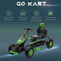 Kinder-Gokart, mit Pedalen, verstellbarem Sitz, In- und Outdoor, ab 5 Jahren, Grün+Schwarz, 121 x 58 x 61 cm