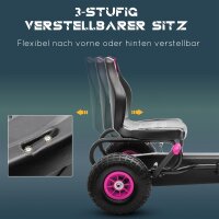 Kinder-Gokart, mit Pedalen, verstellbarem Sitz, In- und Outdoor, ab 5 Jahren, Rosa+Schwarz, 121 x 58 x 61 cm