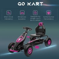Kinder-Gokart, mit Pedalen, verstellbarem Sitz, In- und Outdoor, ab 5 Jahren, Rosa+Schwarz, 121 x 58 x 61 cm