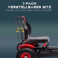 Gokart Tretauto mit Handbremse, verstellbarem Sitz, Vor- und Rückwärtsgang, bis 50kg für Kinder 5-12 Jahren Rot