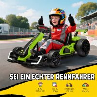4 V Elektro Go-Kart für Kinder Bis 12 Km/h Gokart mit Drift-Funktion, 2 Motoren verstellbarem Sitz Sanftanlauf