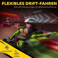 4 V Elektro Go-Kart für Kinder Bis 12 Km/h Gokart mit Drift-Funktion, 2 Motoren verstellbarem Sitz Sanftanlauf