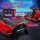 Elektrisches Go-Kart für Kinder, Gummiräder, 3-8 km/h, mit Lichtern und Musikfunktion, Rot