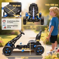 Gokart mit Pedalen, Tretauto für Kinder mit Bremse,...