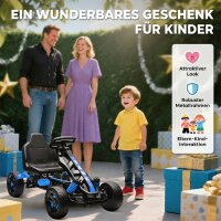 Gokart mit Pedalen, Tretauto für Kinder mit Bremse, rutschfeste Räder, Metallrahmen, 3-6 Jahre, Blau