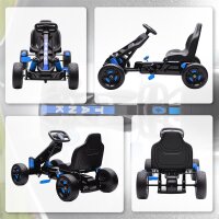 Gokart mit Pedalen, Tretauto für Kinder mit Bremse, rutschfeste Räder, Metallrahmen, 3-6 Jahre, Blau