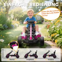 Gokart mit Pedalen, Tretauto für Kinder mit Bremse, rutschfeste Räder, Metallrahmen, 3-6 Jahre, Rosa