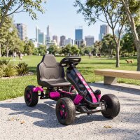 Gokart mit Pedalen, Tretauto für Kinder mit Bremse, rutschfeste Räder, Metallrahmen, 3-6 Jahre, Rosa