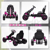 Gokart mit Pedalen, Tretauto für Kinder mit Bremse, rutschfeste Räder, Metallrahmen, 3-6 Jahre, Rosa