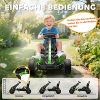 Gokart mit Pedalen, Tretauto für Kinder mit Bremse, rutschfeste Räder, Metallrahmen, 3-6 Jahre, Grün