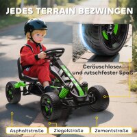 Gokart mit Pedalen, Tretauto für Kinder mit Bremse, rutschfeste Räder, Metallrahmen, 3-6 Jahre, Grün