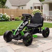 Gokart mit Pedalen, Tretauto für Kinder mit Bremse, rutschfeste Räder, Metallrahmen, 3-6 Jahre, Grün