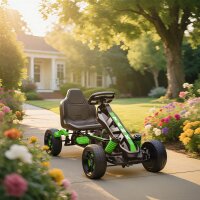 Gokart mit Pedalen, Tretauto für Kinder mit Bremse, rutschfeste Räder, Metallrahmen, 3-6 Jahre, Grün