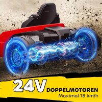 24V Elektrisches Go-Kart, Drift-Modus, verstellbarer Sitz, 5-Punkt-Sicherheitsgurt, Musikfunktion, 6-12 Jahre Rot