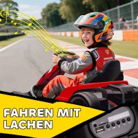 24V Elektrisches Go-Kart, Drift-Modus, verstellbarer Sitz, 5-Punkt-Sicherheitsgurt, Musikfunktion, 6-12 Jahre Rot