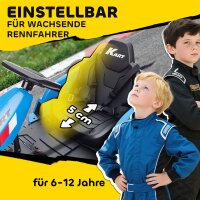 24V Elektrisches Go-Kart, Drift-Modus, verstellbarer Sitz, 5-Punkt-Sicherheitsgurt, Musikfunktion, 6-12 Jahre Blau