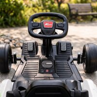 24 V Elektro Go-Kart für Kinder Bis 18 Km/h Gokart mit Drift-Funktion, Drift-Kart mit 2 Motoren verstellbar Sitz Weiß