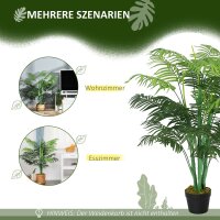 Künstliche Palme 125cm Groß Kunstpflanze mit 18 Palmenwedel im Topf für Wohnzimmer Balkon