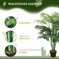Künstliche Palme 125cm Groß Kunstpflanze mit 18 Palmenwedel im Topf für Wohnzimmer Balkon