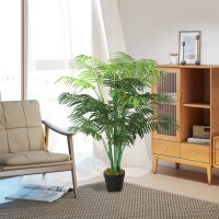 Künstliche Palme 125cm Groß Kunstpflanze mit 18 Palmenwedel im Topf für Wohnzimmer Balkon