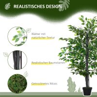 Künstlicher Ficus-baum groß 145 cm, Kunstbaum, Kunstpflanze, Plastik Künstliche Pflanzen im Topf, Fake Plant wie echt für Wohnzimmer Schlafzimmer Büro Garten Moderne Dekoration Geschenk
