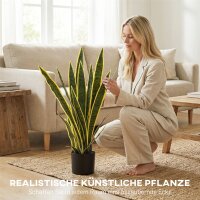 Künstliche Schlangenpflanze groß 77 cm Kunstpflanze im Topf für Wohnzimmer Geschenk