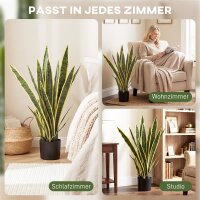 Künstliche Schlangenpflanze groß 77 cm Kunstpflanze im Topf für Wohnzimmer Geschenk