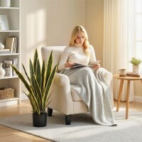 Künstliche Schlangenpflanze groß 77 cm Kunstpflanze im Topf für Wohnzimmer Geschenk