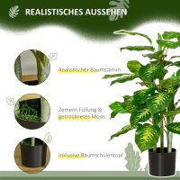 Kunstpflanze, Kunststoff-Pflanze, Zementtopf, Indoor und Outdoor, 95 cm, Grün