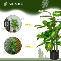 Kunstpflanze, Kunststoff-Pflanze, Zementtopf, Indoor und Outdoor, 95 cm, Grün