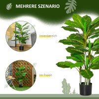Künstlicher Baum 95 cm Kunstpflanze mit 33 Blättern, Topf für Wohnzimmer