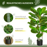 Künstlicher Baum 95 cm Kunstpflanze mit 33 Blättern, Topf für Wohnzimmer