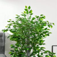 Künstlicher Baum, Ficus-Kunstpflanze, realistisches Aussehen, Zementtopf, 135 cm, pflegeleicht, Kunststoff, Grün