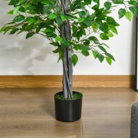Künstlicher Baum, Ficus-Kunstpflanze, realistisches Aussehen, Zementtopf, 135 cm, pflegeleicht, Kunststoff, Grün