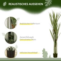 Künstliche Yucca groß 190cm Kunstpflanze, Plastik Künstliche Pflanze im Topf, 17 x 17 x 190 cm Smaragdgrün