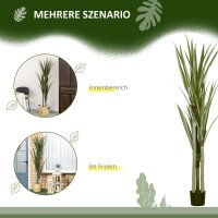 Künstliche Yucca groß 190cm Kunstpflanze, Plastik Künstliche Pflanze im Topf, 17 x 17 x 190 cm Smaragdgrün
