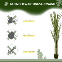Künstliche Yucca groß 190cm Kunstpflanze, Plastik Künstliche Pflanze im Topf, 17 x 17 x 190 cm Smaragdgrün