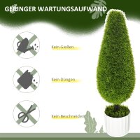 2er-Set Kunstpflanze inklusive Übertopf und Kunstmoos; Künstliche Zypresse, Weiß + Grün
