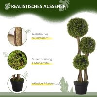 Künstlicher Buchsbaum, Kunstpflanze, realistisches Aussehen, Outdoor, Grün + Schwarz