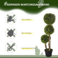 Künstlicher Buchsbaum, Kunstpflanze, realistisches Aussehen, Outdoor, Grün + Schwarz