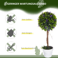 2er-Set Kunstpflanze inkl. Übertopf und Kunstmoos, künstliche Lavendelstämmchen,  Weiß + Grün + Lila