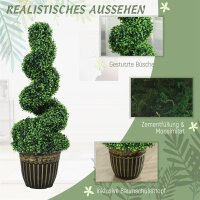 Spiralförmiger Buchsbaum, 2er Set Kunstpflanzen, mit Topf, 90 cm Höhe, Grün
