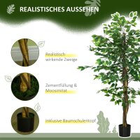Ficusbaum Kunstpflanze, naturgetreu, 150 cm hoch, mit Topf, Grün