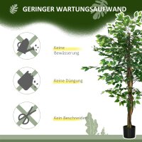 Ficusbaum Kunstpflanze, naturgetreu, 150 cm hoch, mit Topf, Grün