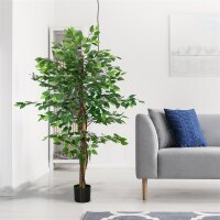 Ficusbaum Kunstpflanze, naturgetreu, 150 cm hoch, mit Topf, Grün