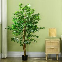 Ficusbaum Kunstpflanze, naturgetreu, 150 cm hoch, mit Topf, Grün